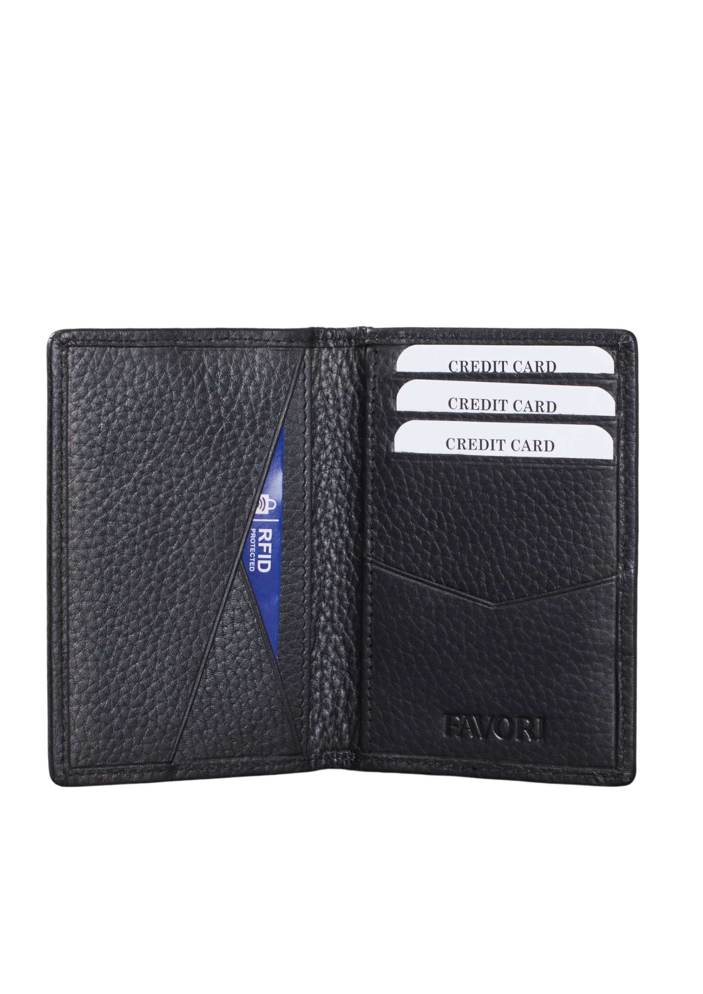 Petite Wallet, Leather with RFID Blocking, col. Black