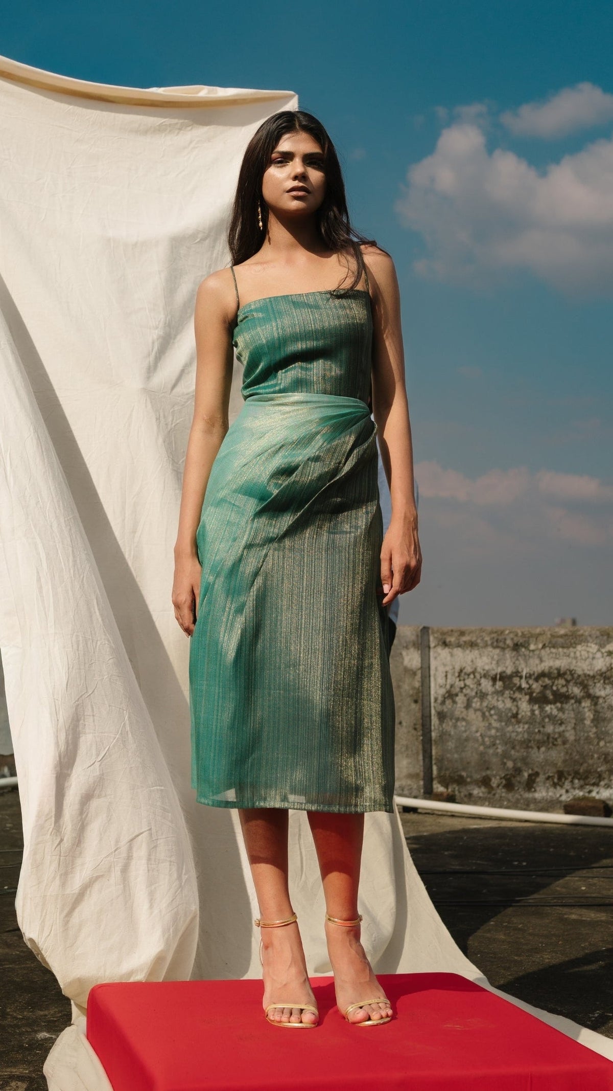Bias-Draped Dress - Forest Silk