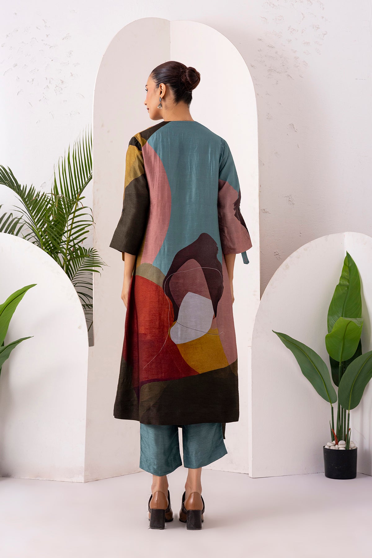 Multicoloured Viscose Dupion Printed Dress (1 PC)