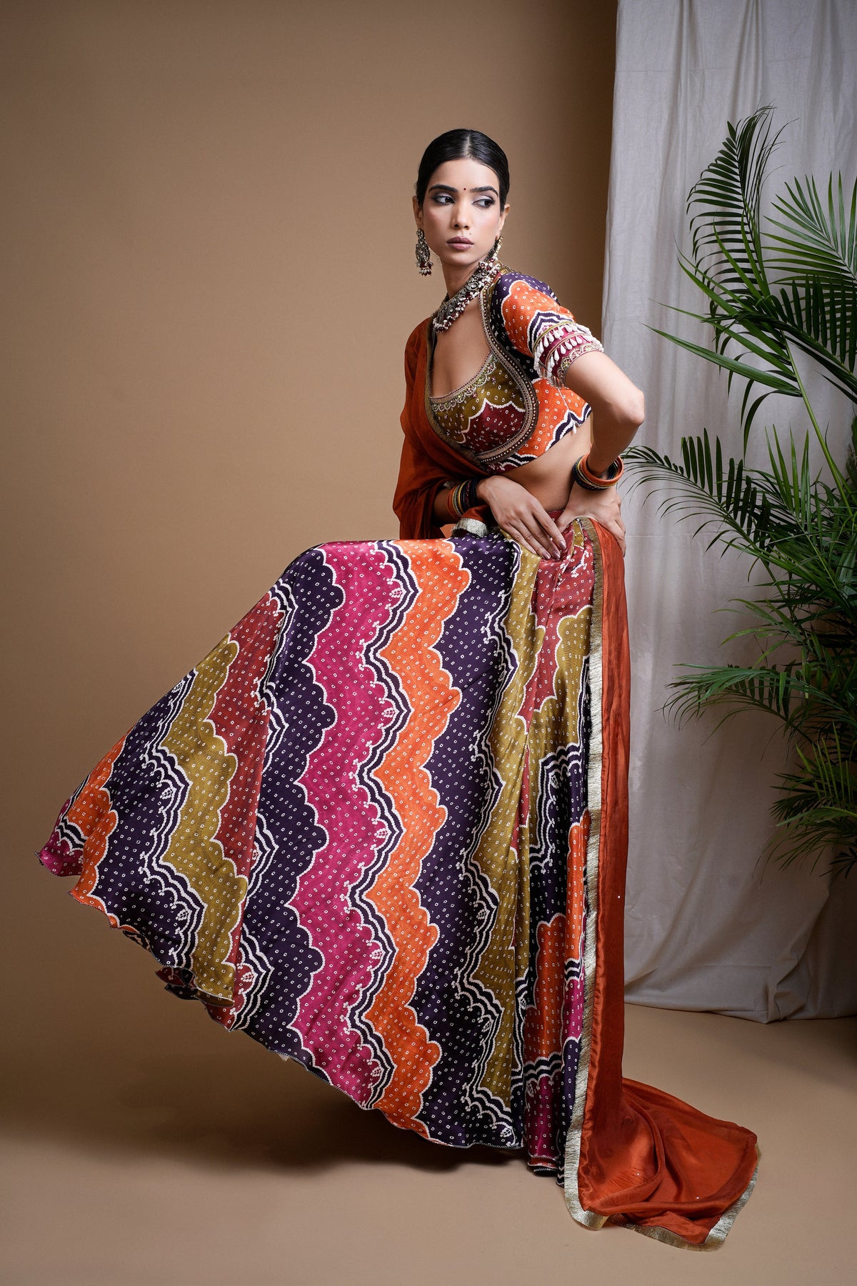 MULTI COLOR DIGITAL PRINT HEAVY LEHENGA SET (SET OF 3)