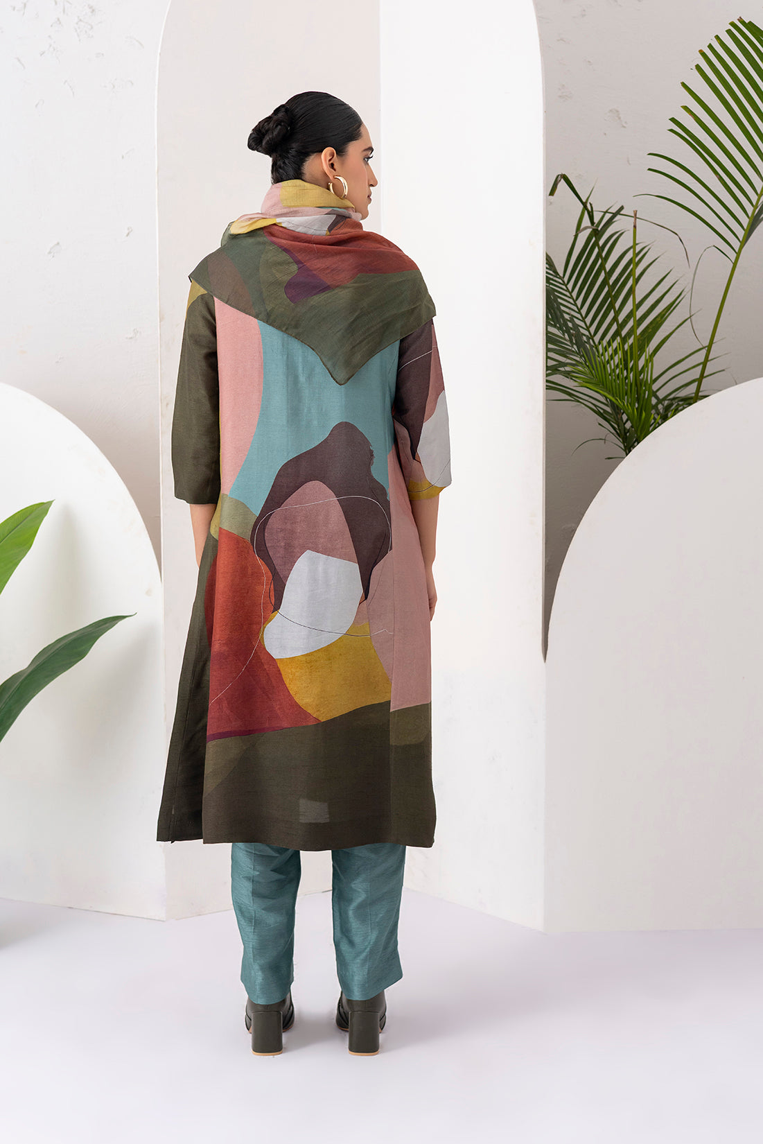 Multicoloured Viscose Dupion Printed Tunic (1 PC)