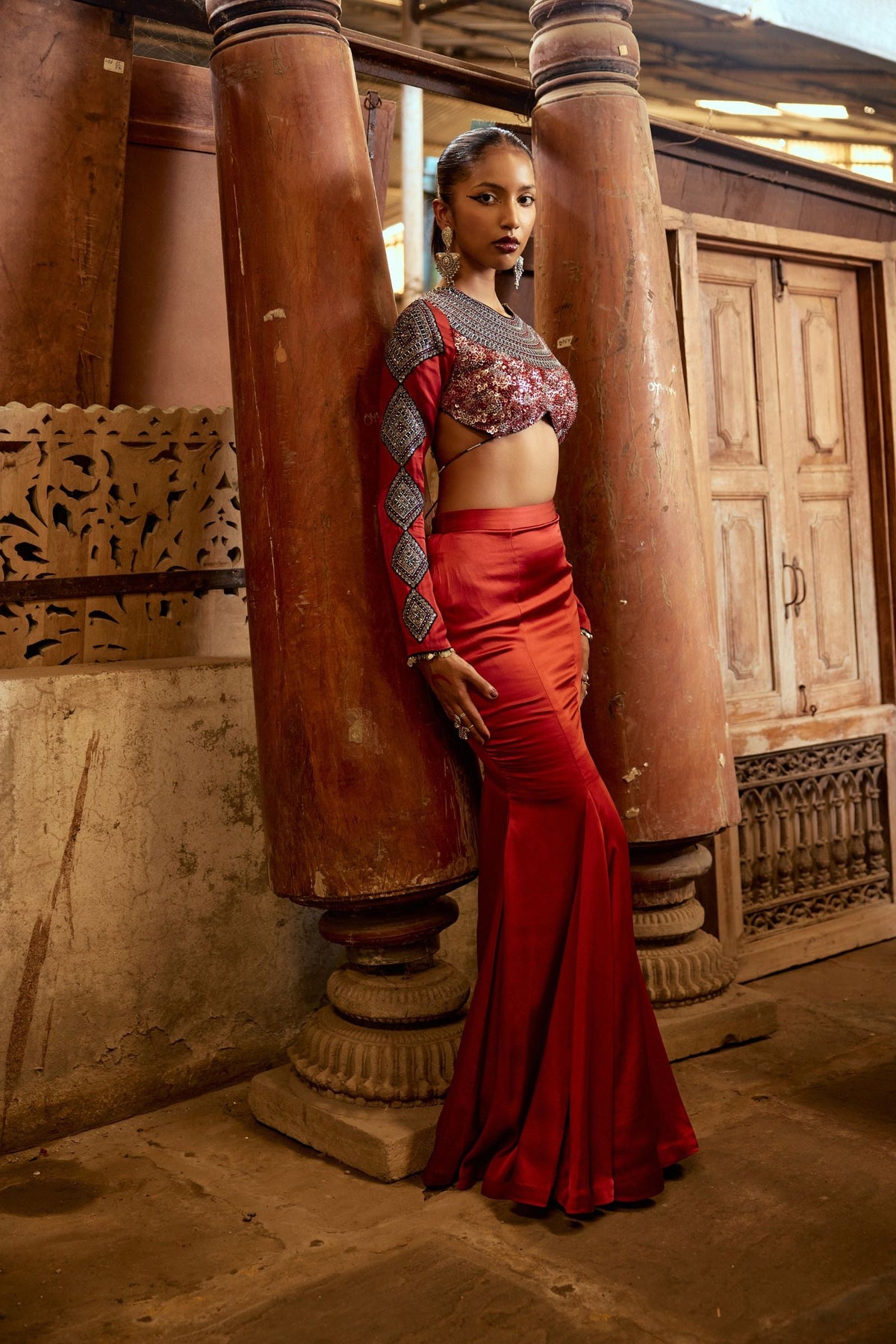 FISH CUT SKIRT+DUPATTA