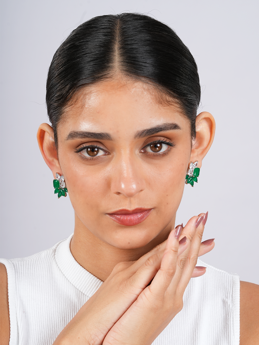 Green Petal Studs