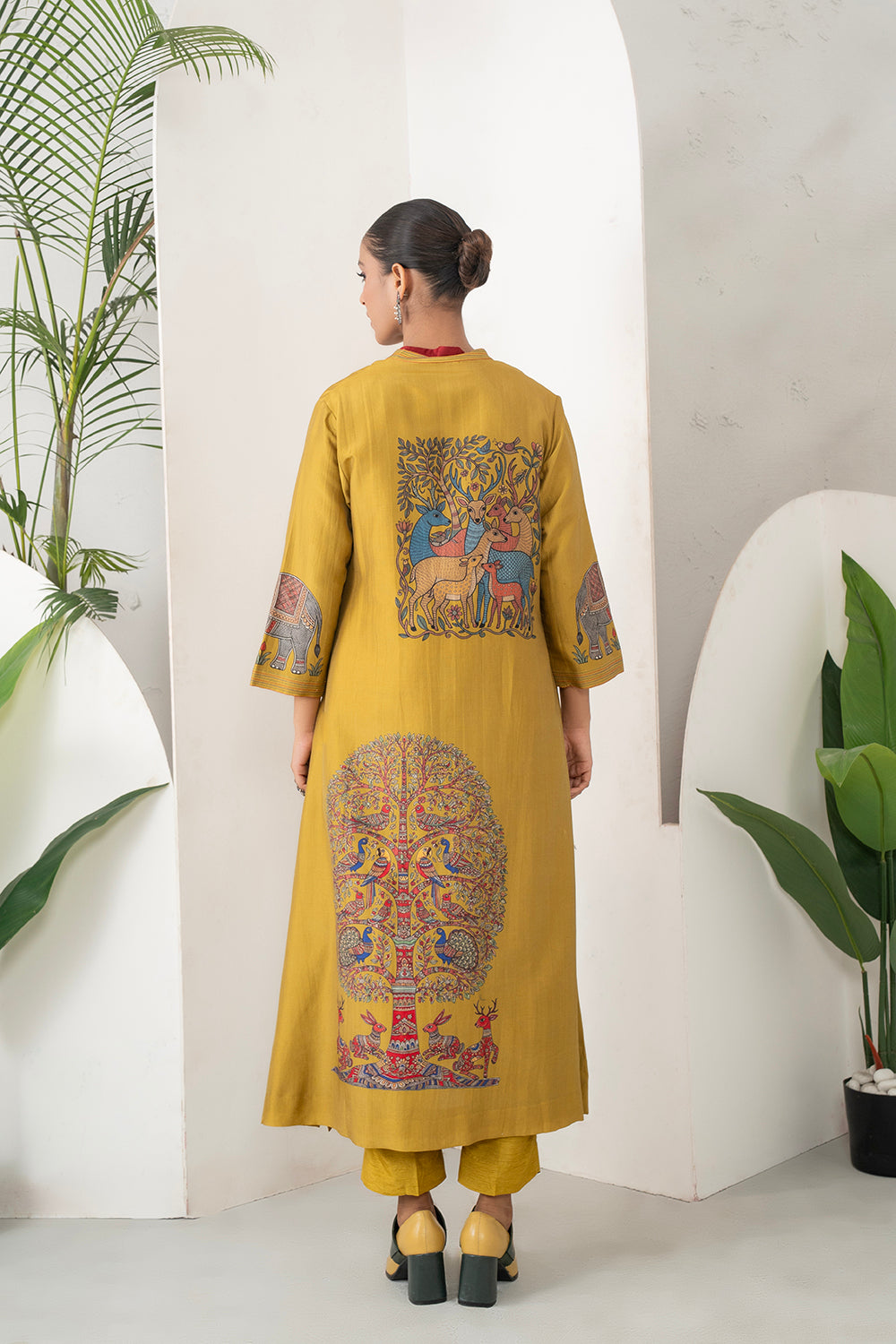Mustard Silk Chanderi Traditional Inspired Printed Dress Set (3 PCS)