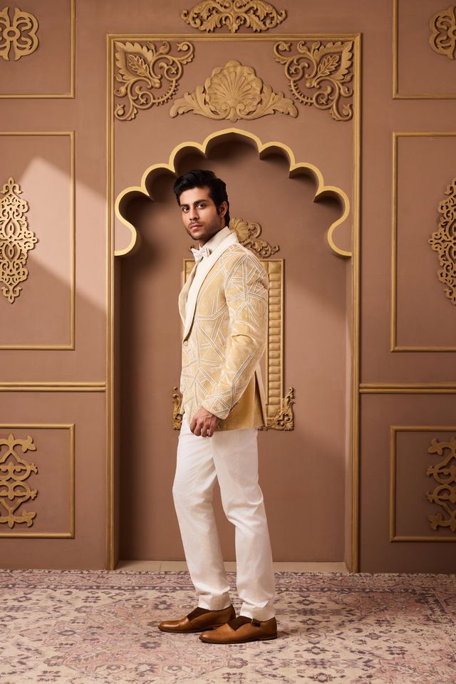 Gold Tuxedo Jacket With Pant