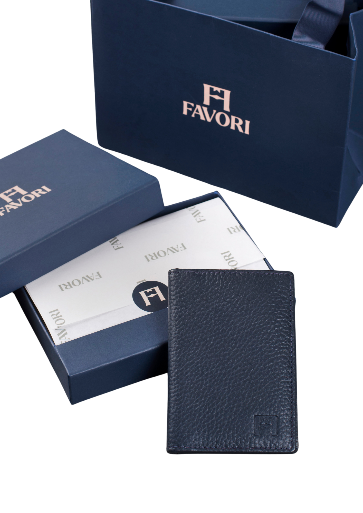 Petite Wallet, Leather with RFID Blocking, col.Navy