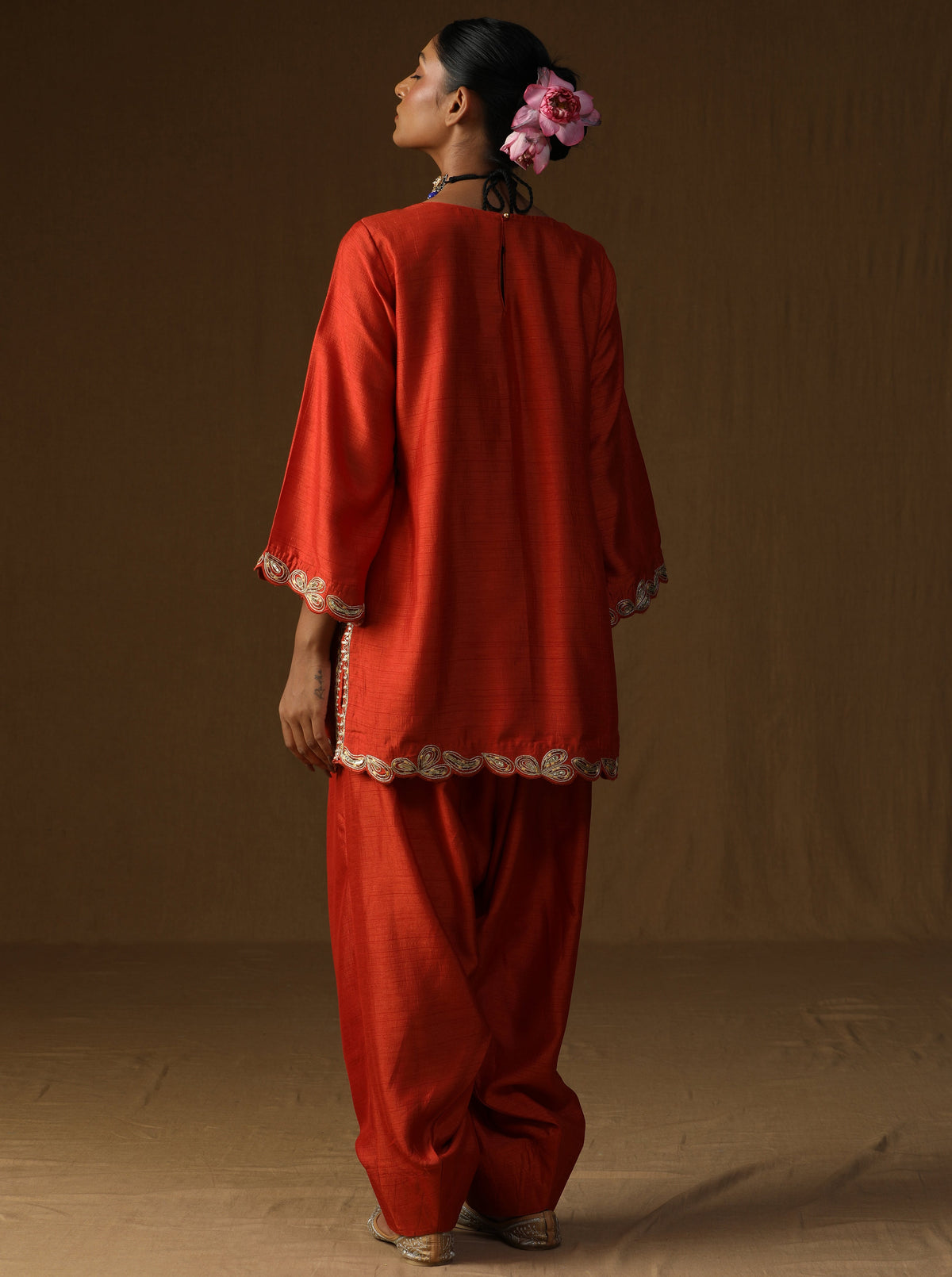 Vrinda — Kesariya Embroidered Suit Set