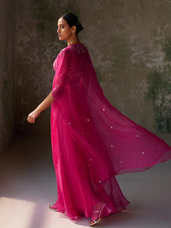 PANSY HOT PINK ORGANZA JACKET SET