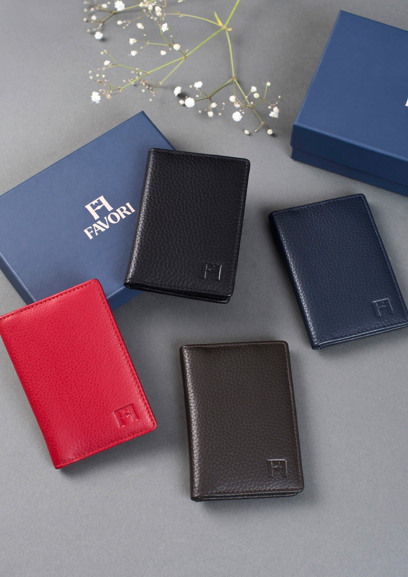 Petite Wallet, Leather with RFID Blocking, col.Navy