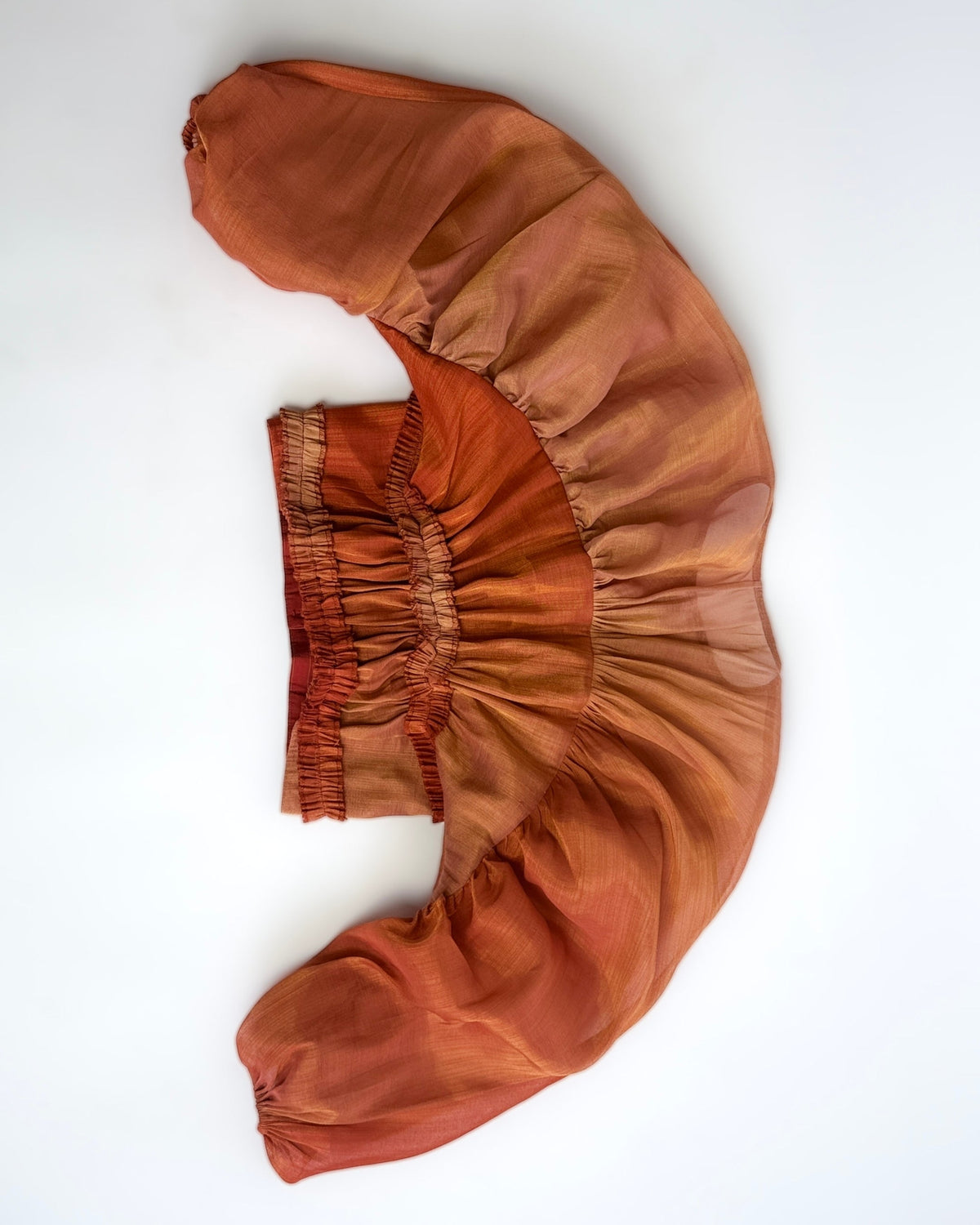 Ruched Balloon Sleeve Top - Burnt Orange