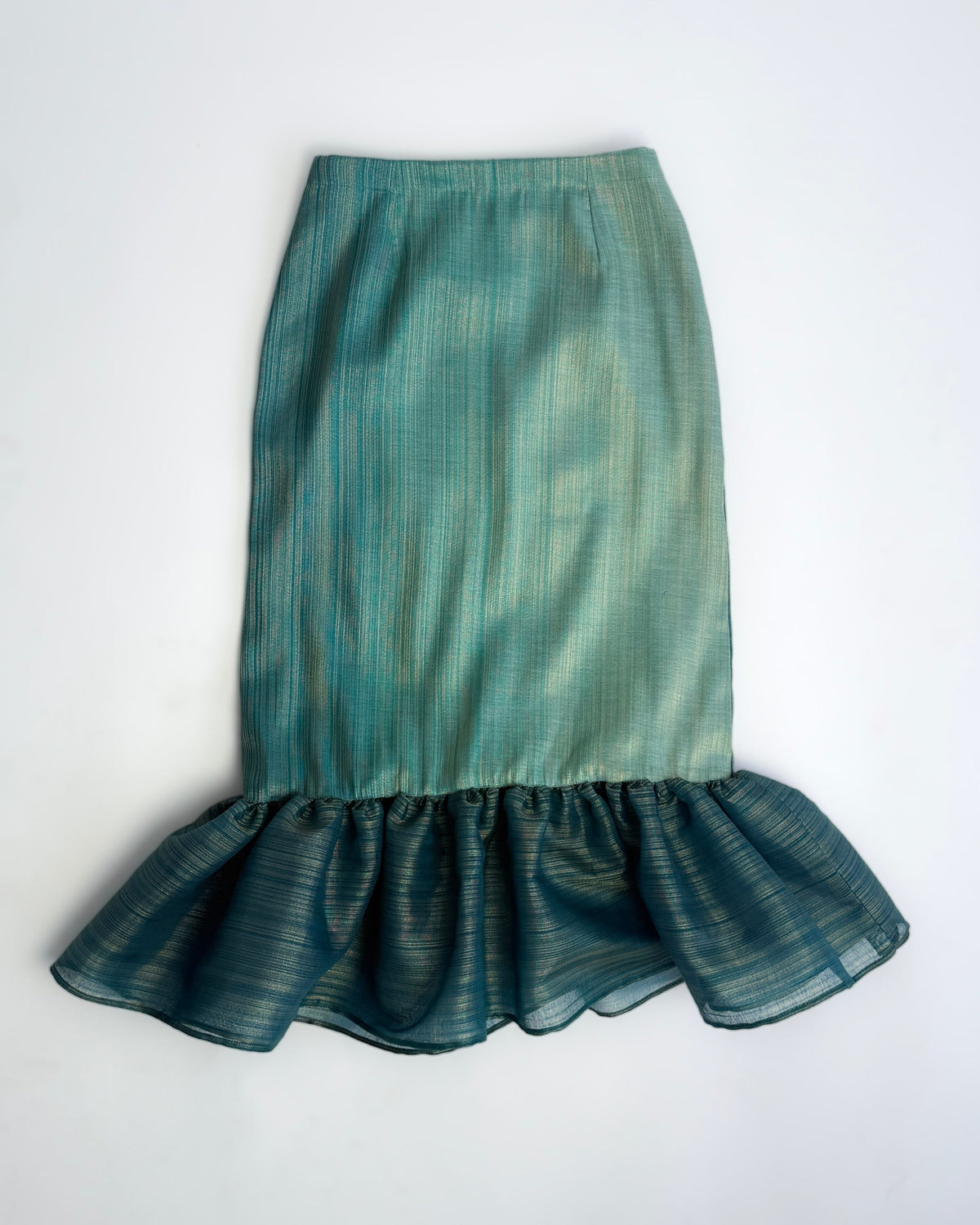 Ruffled Hem Skirt - Teal Silk