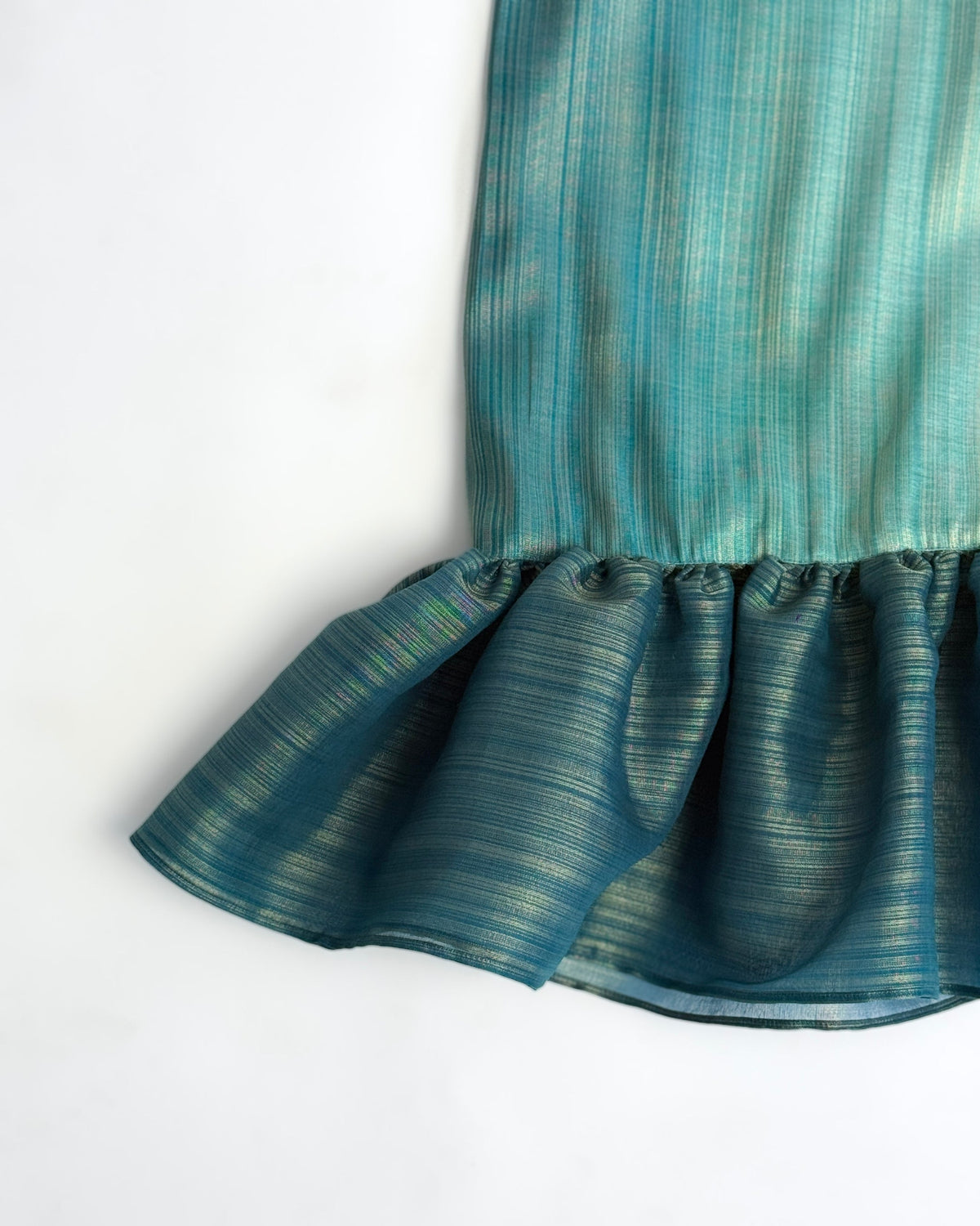 Ruffled Hem Skirt - Teal Silk