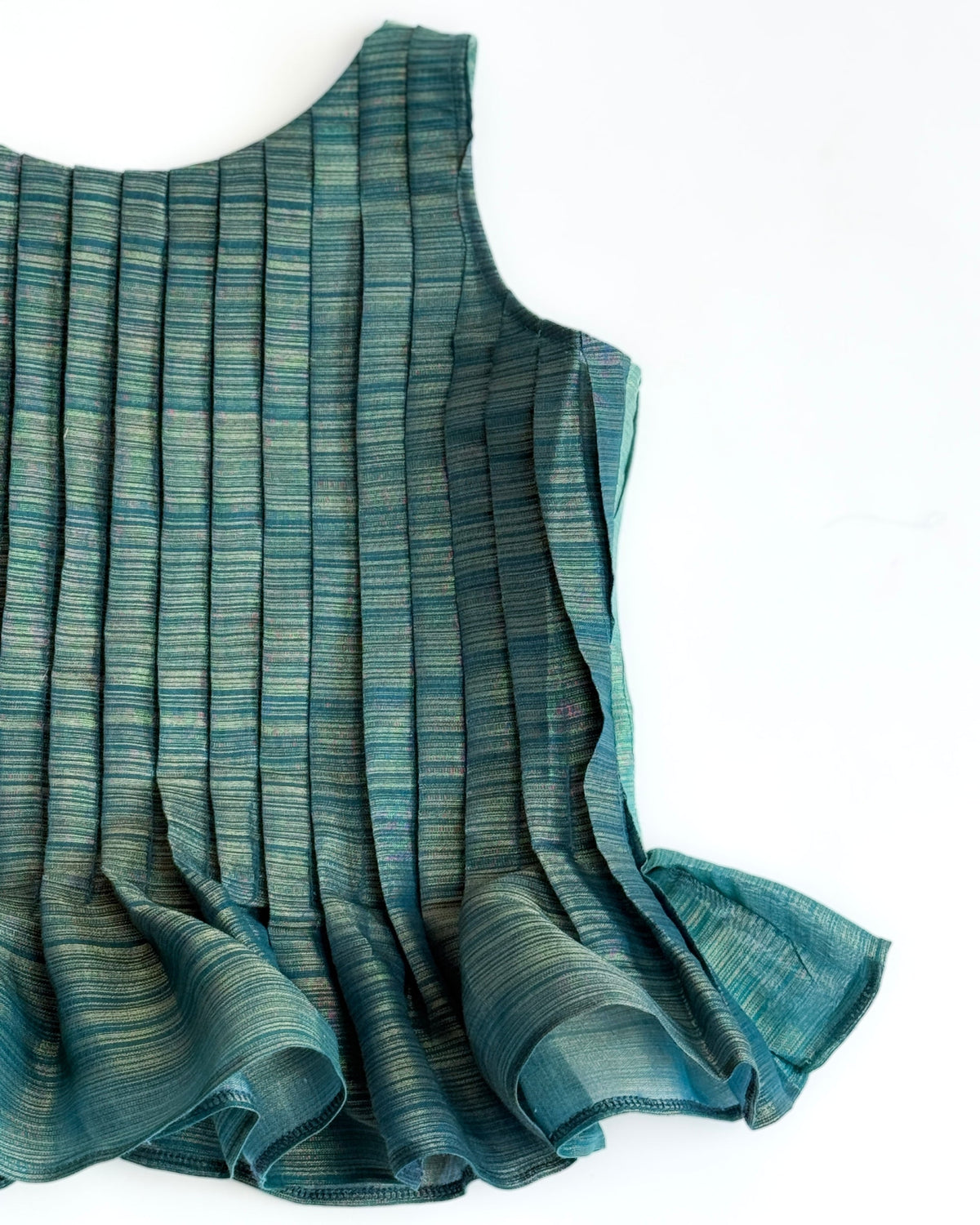 Pleated Peplum Top - Teal Silk