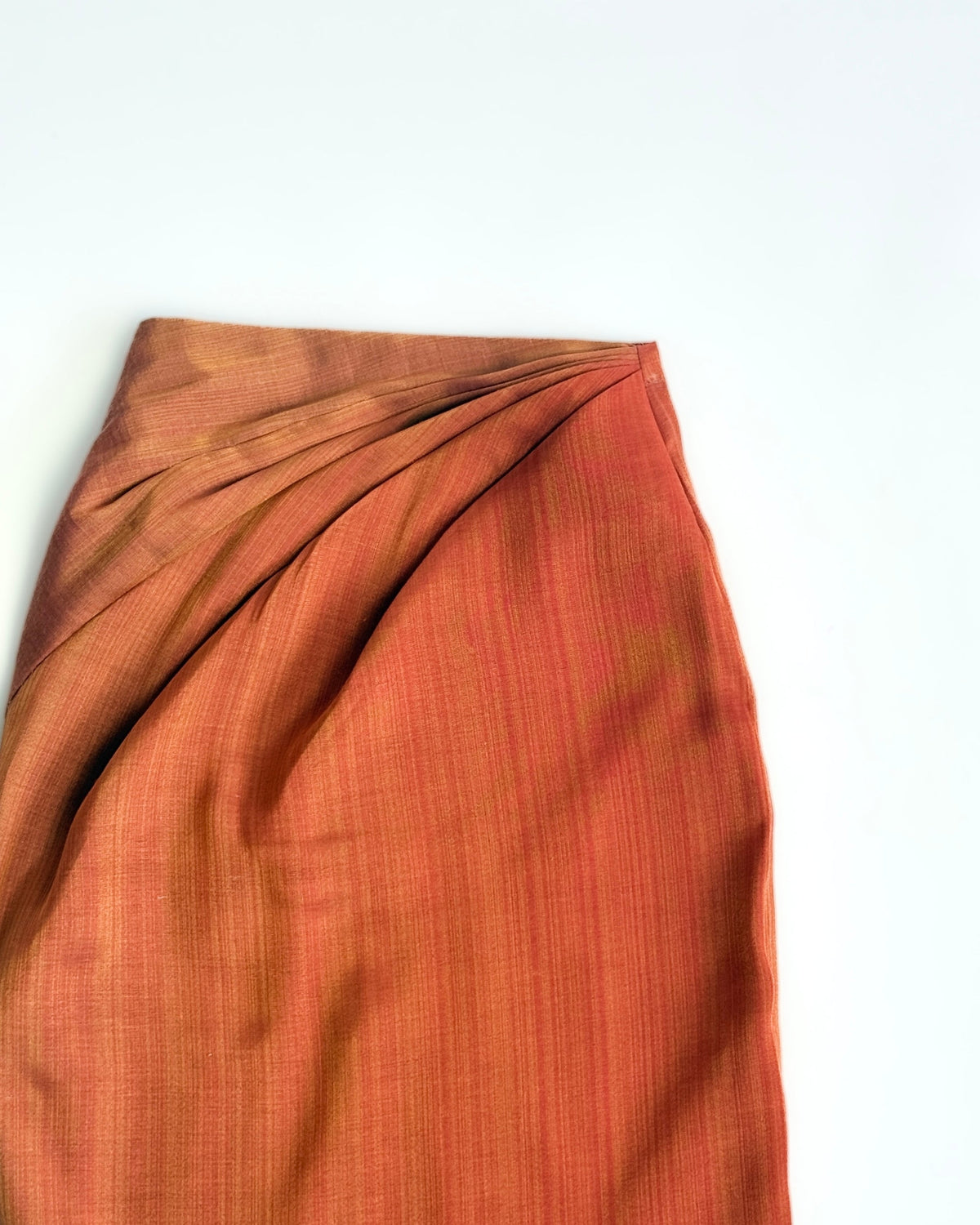 Draped Pencil Skirt - Burnt Orange
