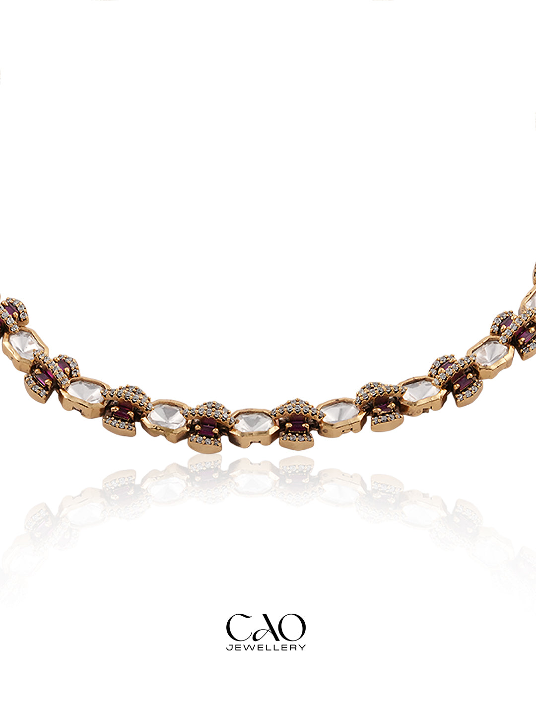 Ruby Polki Line Necklace
