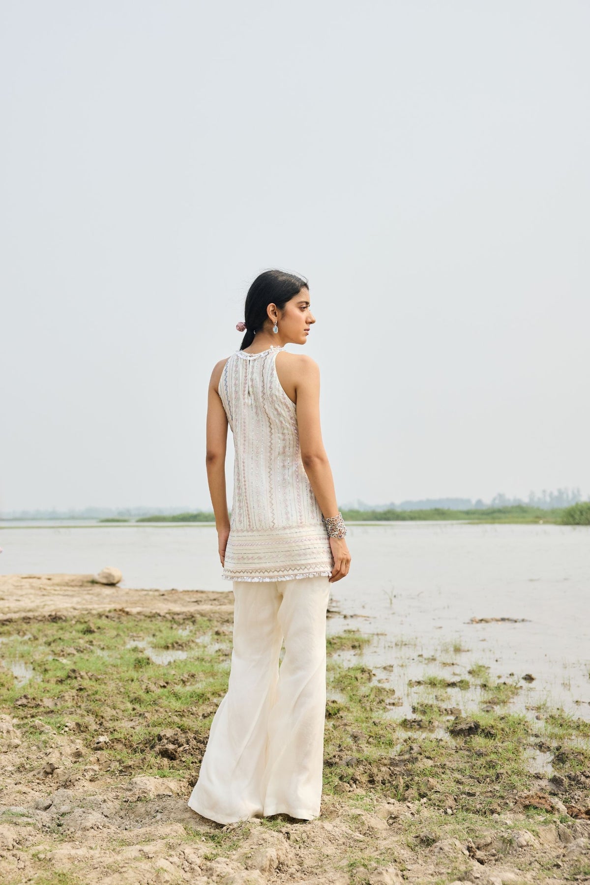 SHORT KURTA PAIRED WITH FLARED PANT AND DUPATTA
