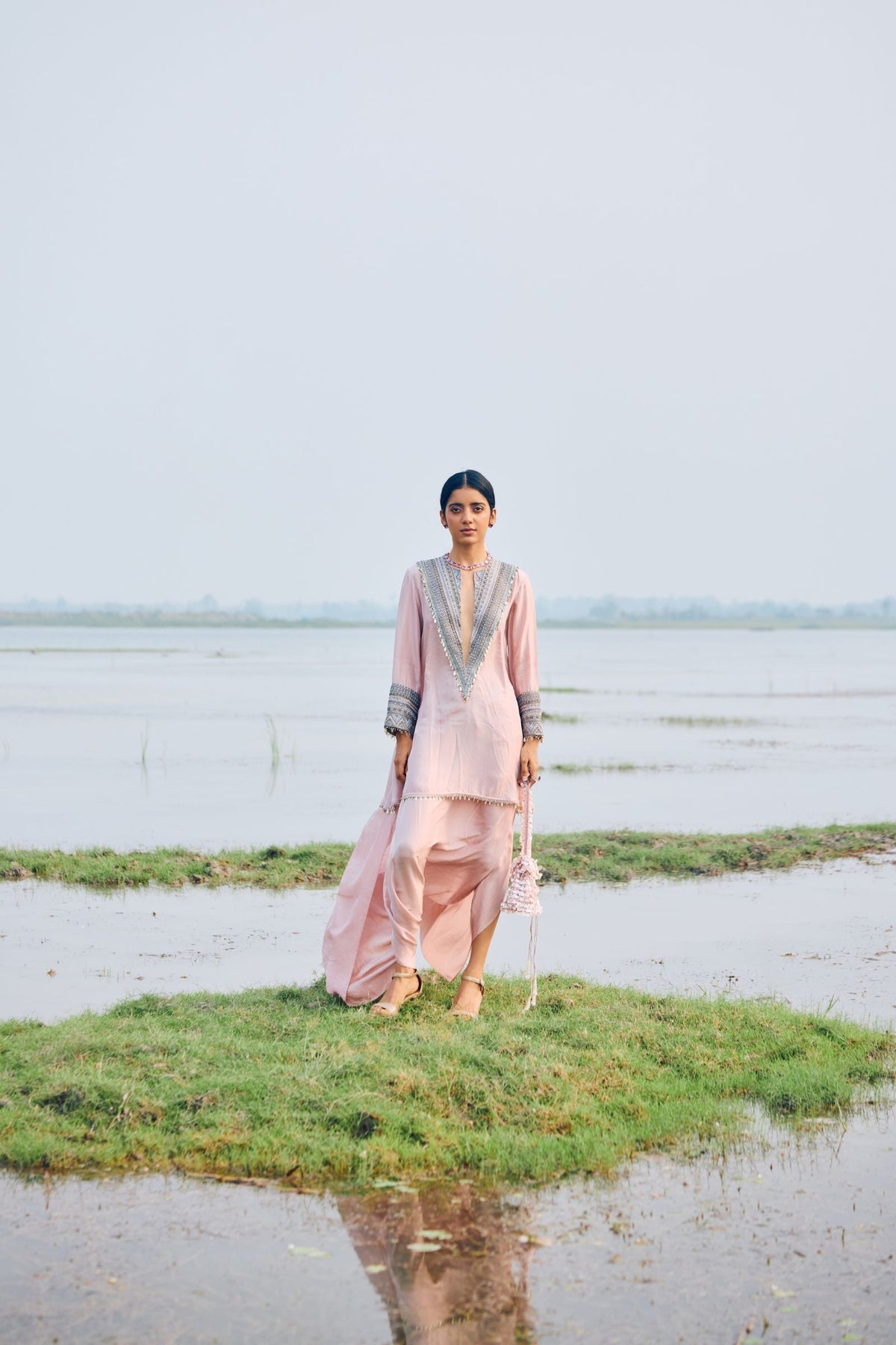 KURTA WITH HEAVY YOKE PAIRED WITH DHOTI AND BLOUSE
