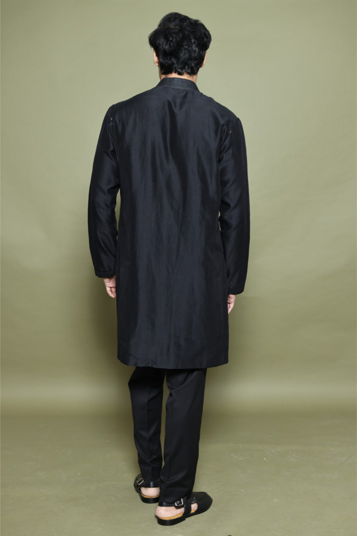 BLACK CHANDERI KURTA WITH TROUSER