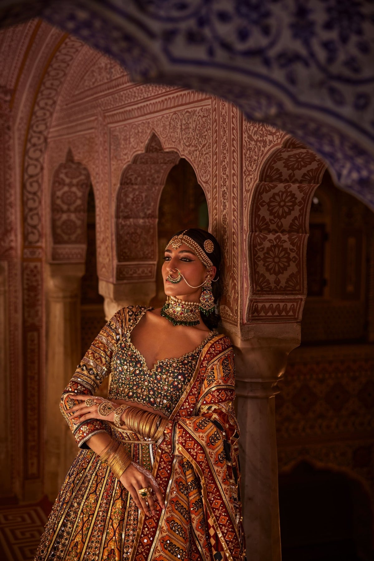 Multicolour Lehenga Set With Hand Embroidery