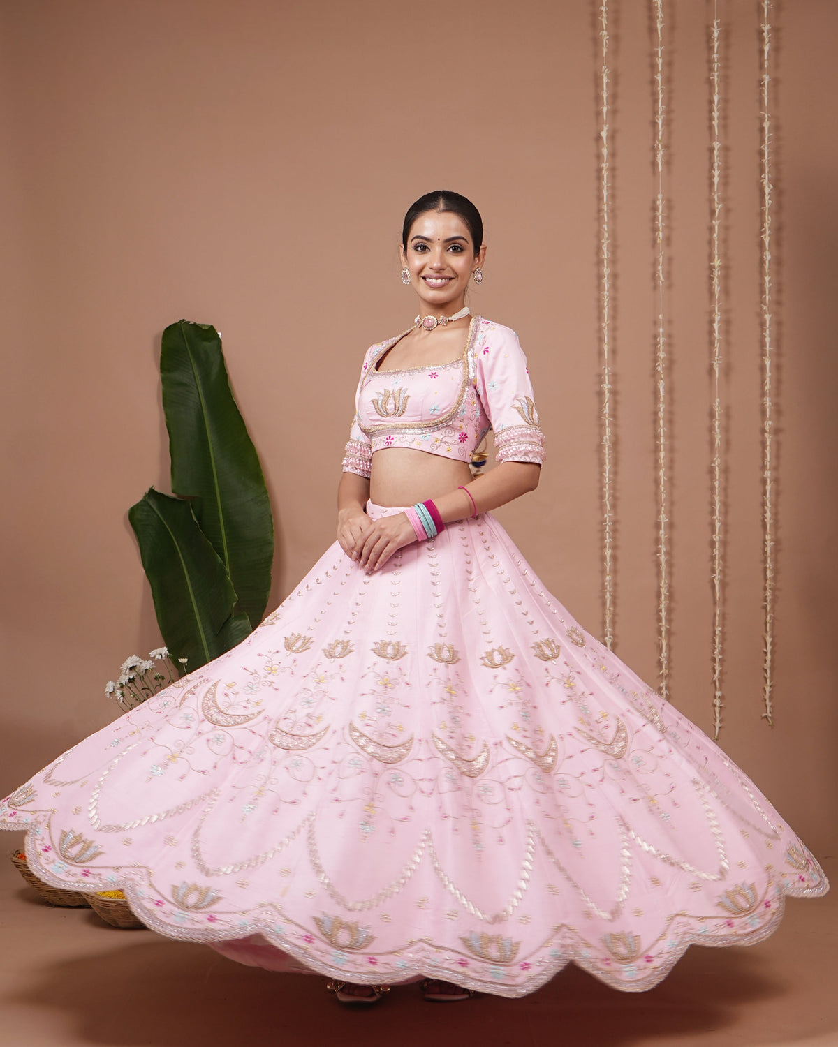 Baby Pink Heavy Lehenga Set (Set of 3)