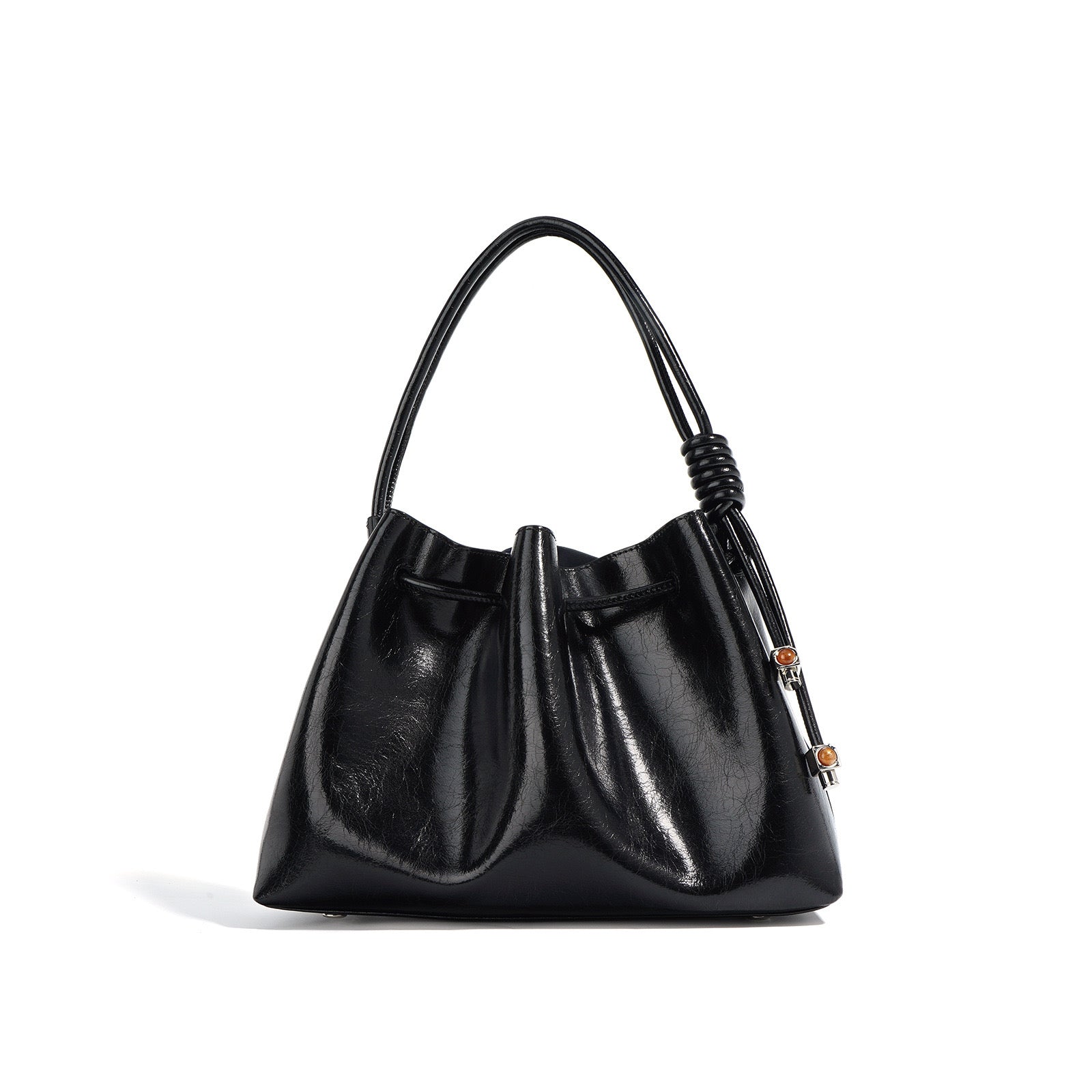 Terra- Ladies leather Satchel Bag, col. black