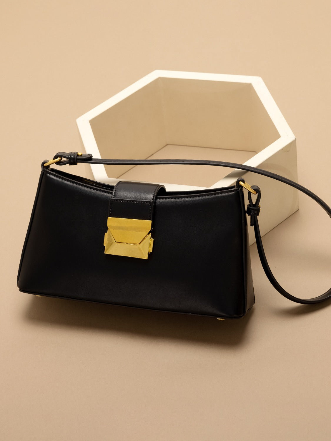 Felice - Ladies Baguette Bag, Faux Leather, col. Black