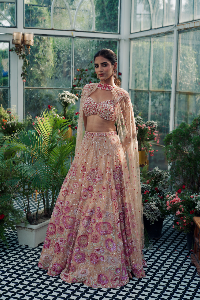 Anubhooti Beige Multicolor Embroidered Lehenga set