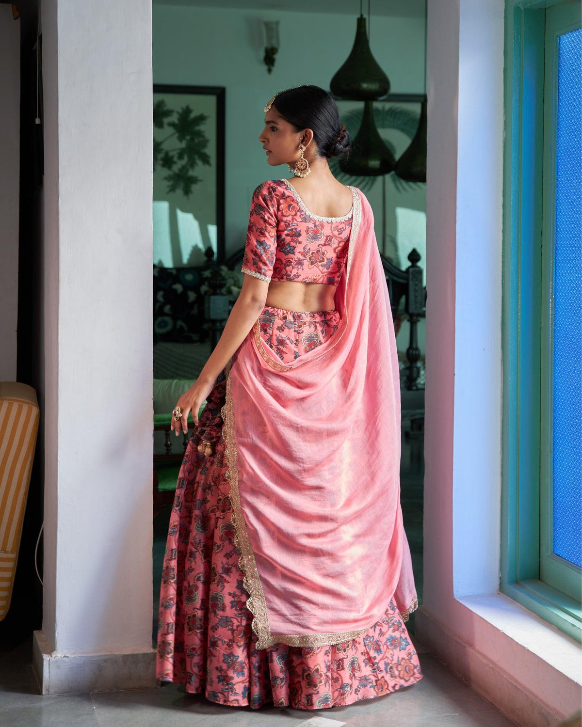 Gul Printed Chanderi Lehenga Set