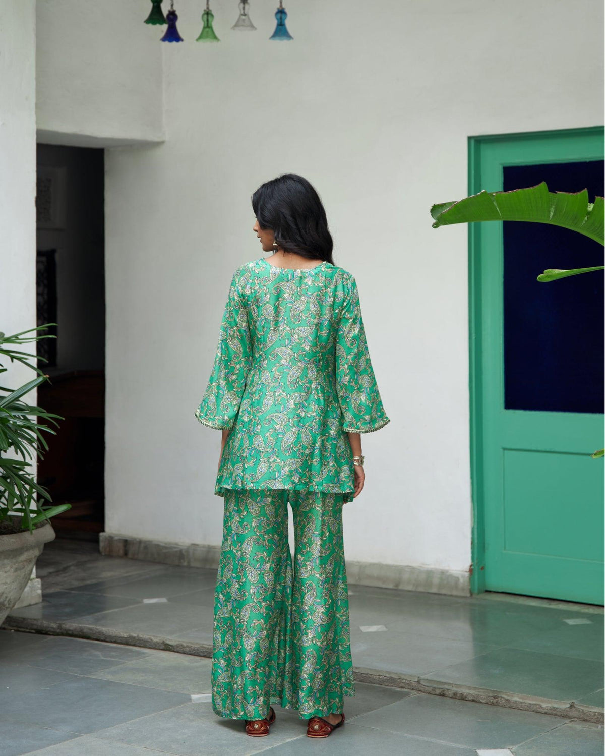 Green Paisley Kurta Sharara Set