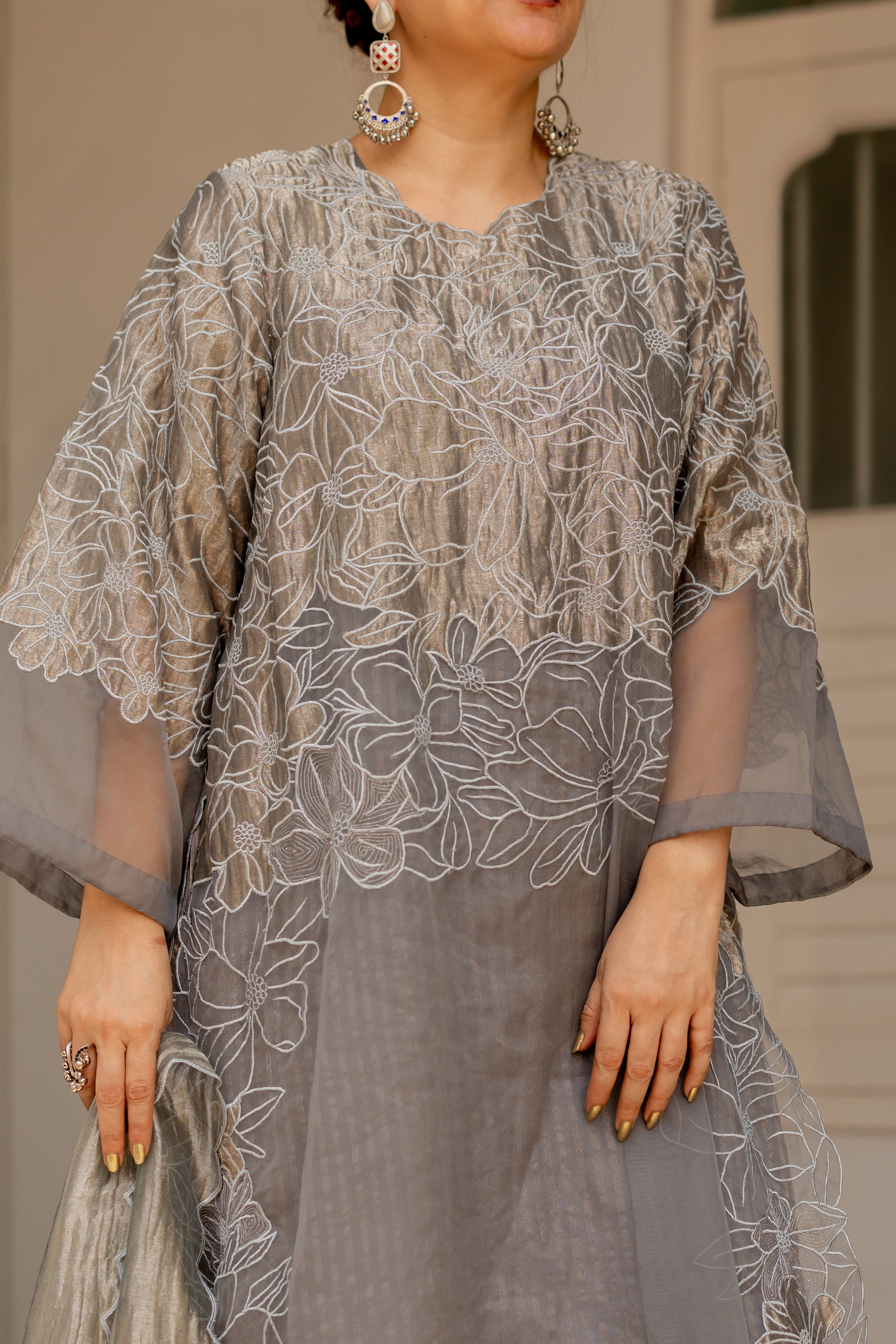 Dark gray kurta set (nishvi)