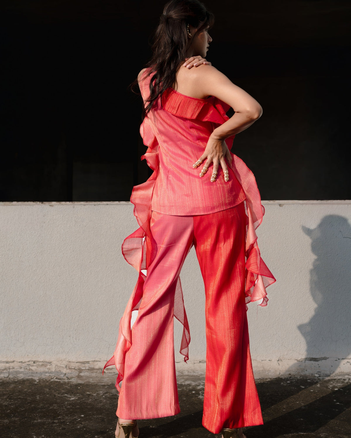 Flared Pants – Coral Rose