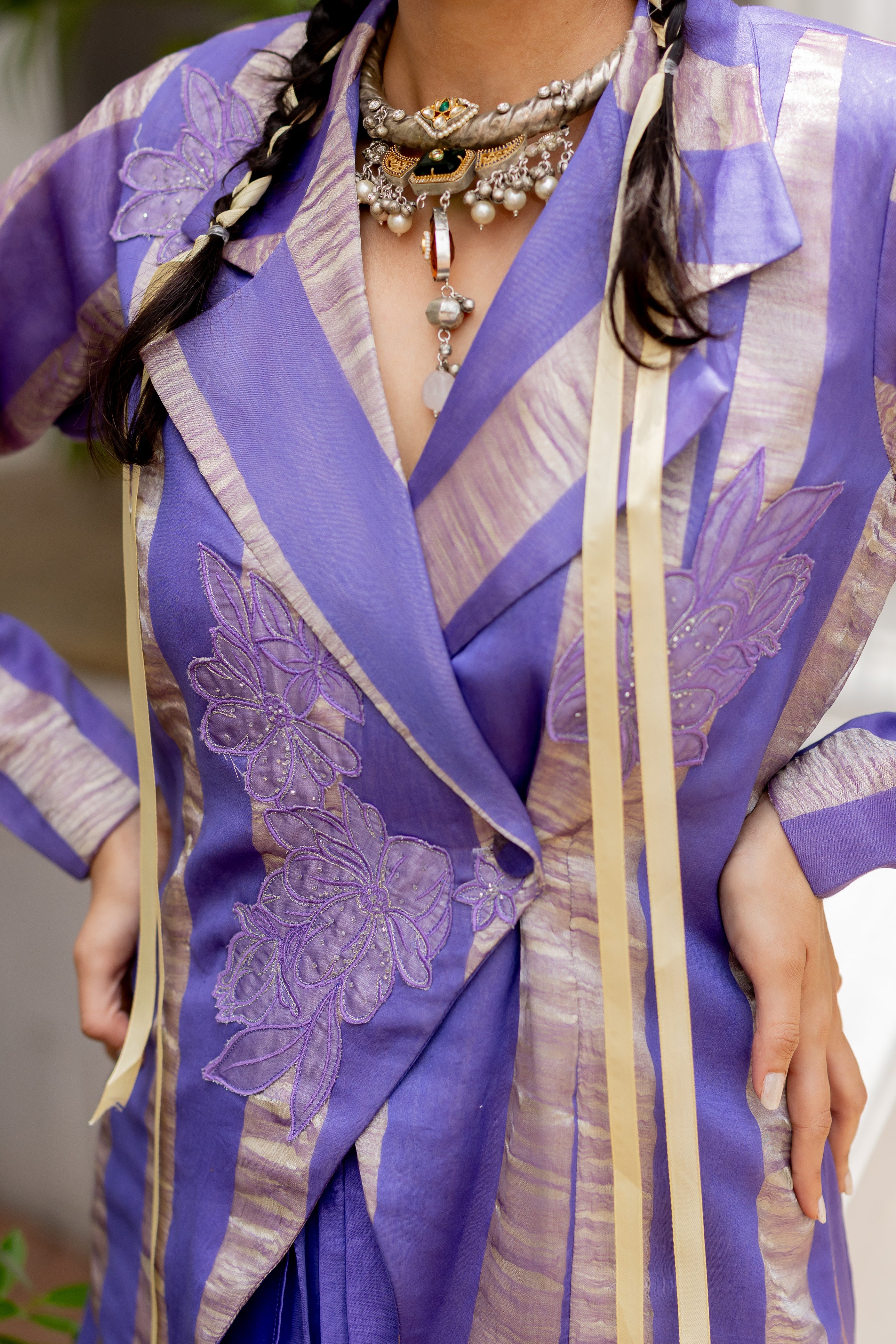 PURPLE JACKET WITH DRAPE SKIRT (Akshara)