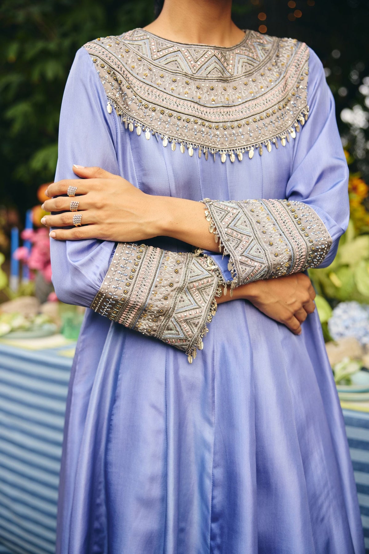 HIGH -LOW ANARKALI PAIRED WITH DHOTI