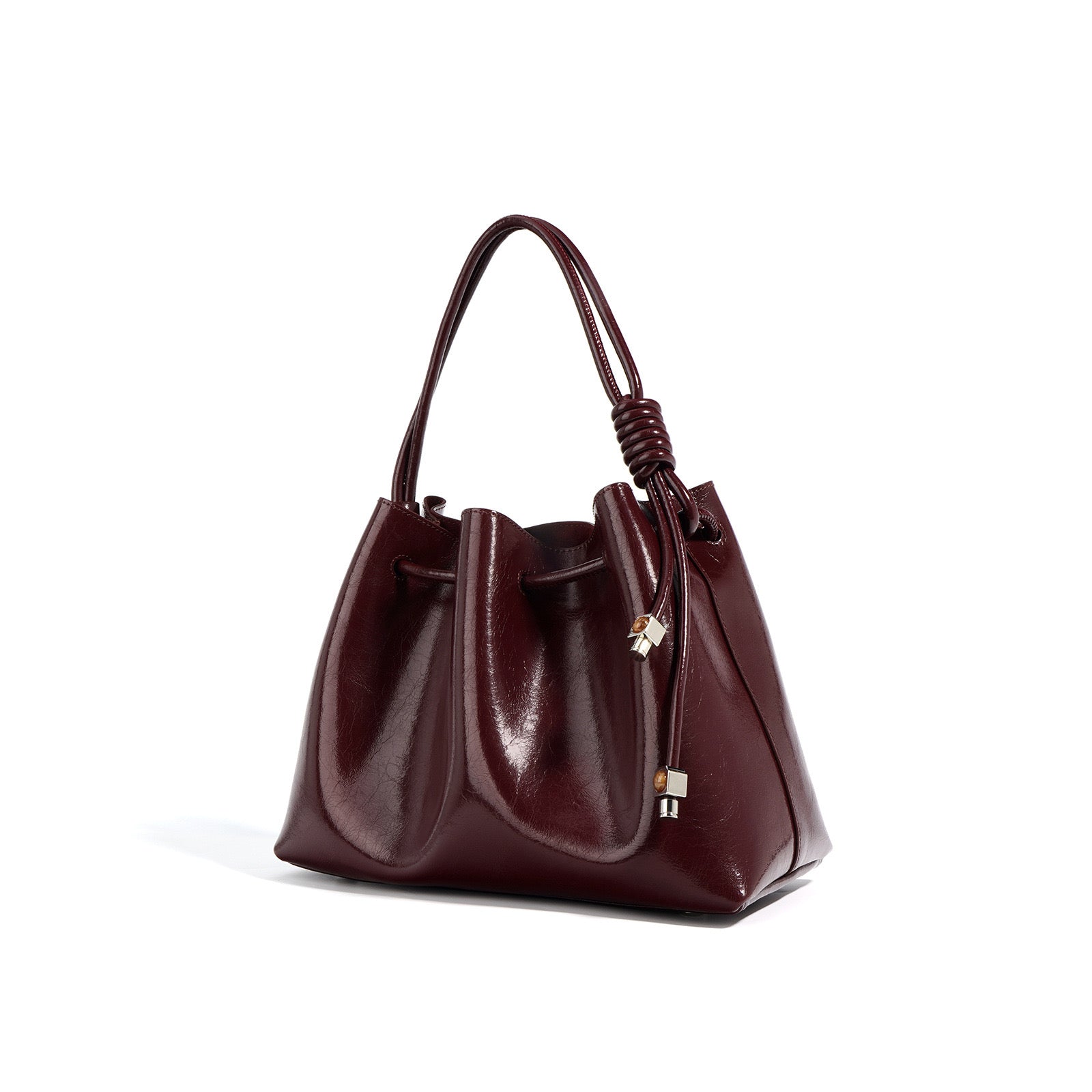 Terra- Ladies leather Satchel Bag, col. bordo