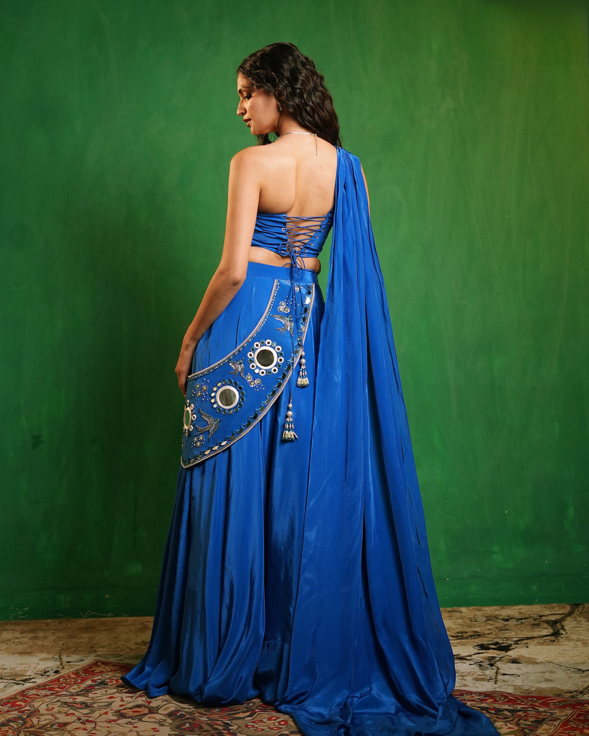 Royal Blue Corset Lehenga Set (Set of 2)