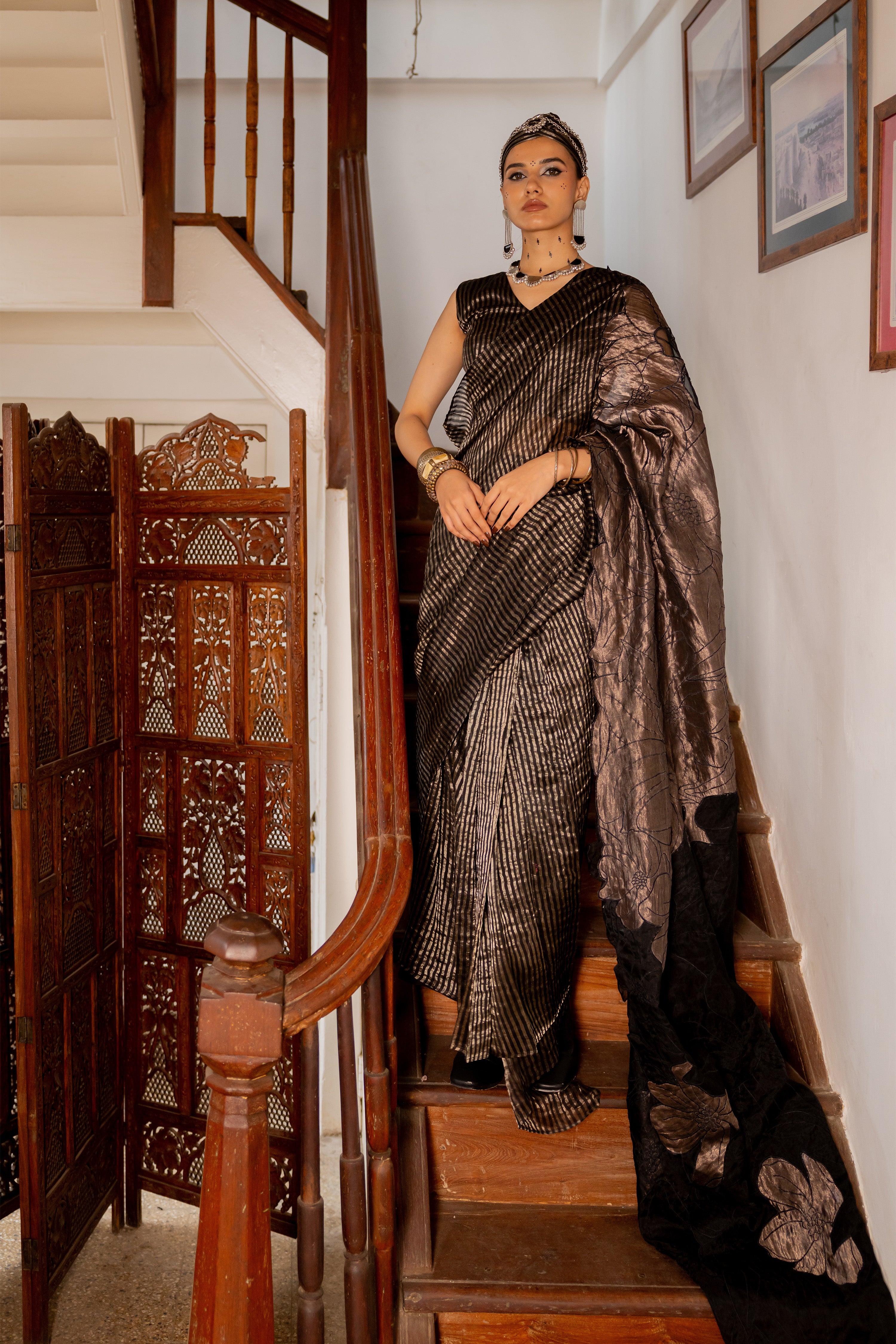Black pre draped saree (Kali)