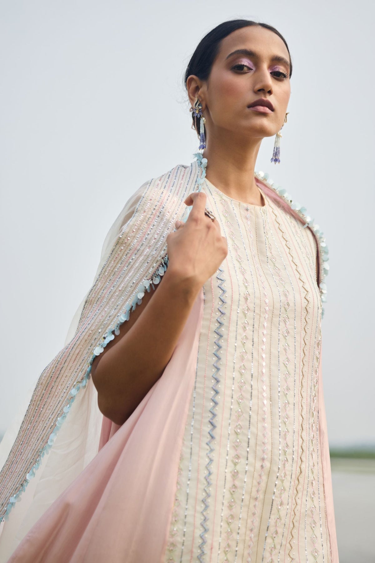EMBROIDERED KURTA PAIRED WITH PSNT AND DUPATTA
