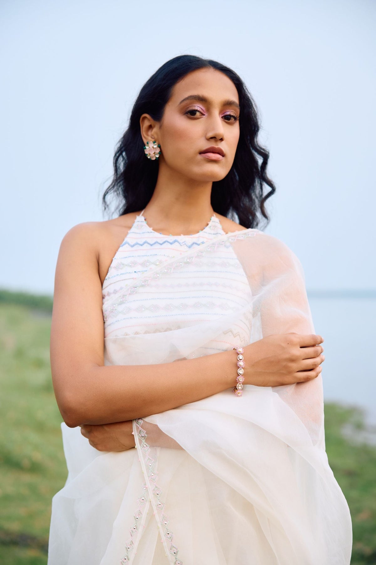 SAREE PAIRED BLOUSE AND PETICOAT
