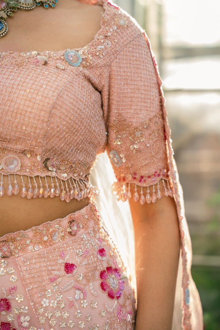 Rasmilan Light Pink Multicolor Embroidered Lehenga set