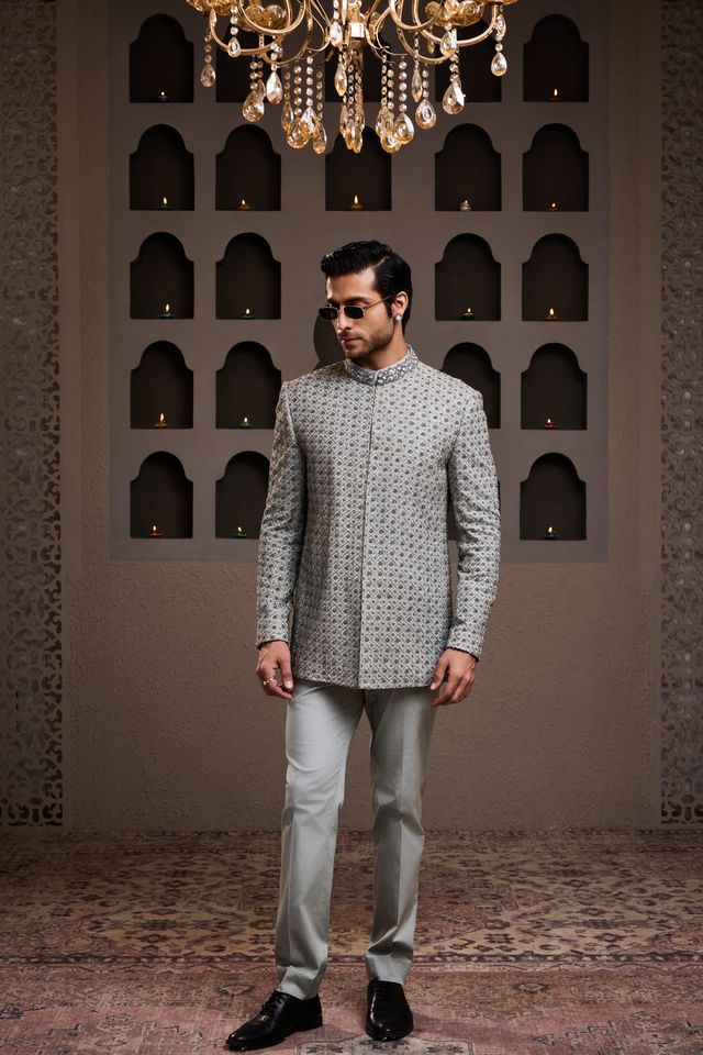 Grey Jodhpuri Coat Pant
