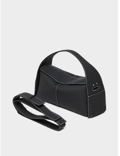 Pelle - Ladies leather Baguette Bag, col. black