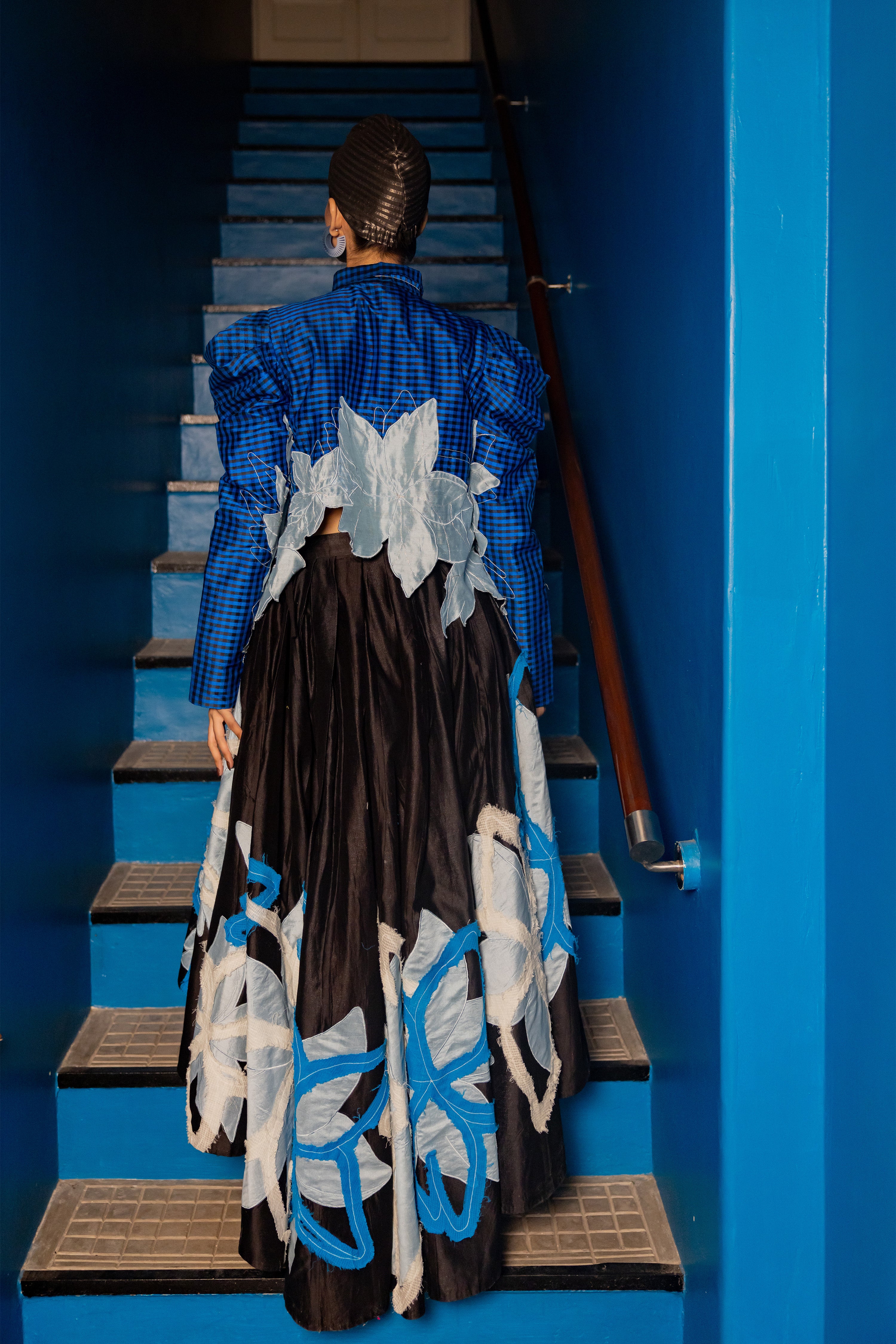 BLUE SHIRT WITH BLACK SKIRT (Kathy)