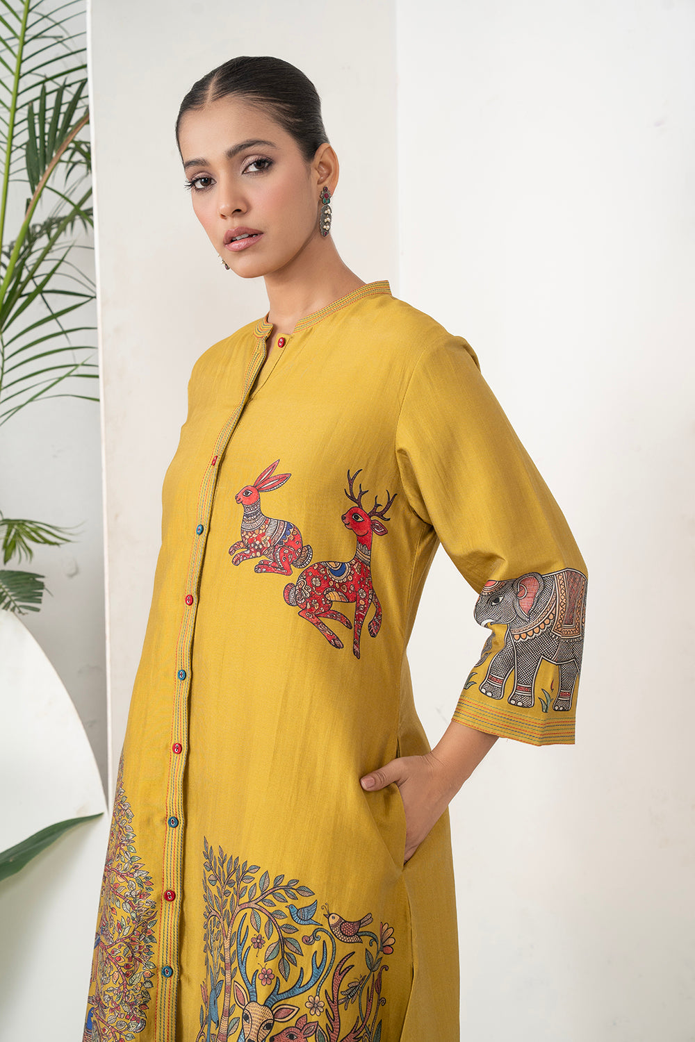 Mustard Silk Chanderi Traditional Inspired Printed Dress Set (3 PCS)