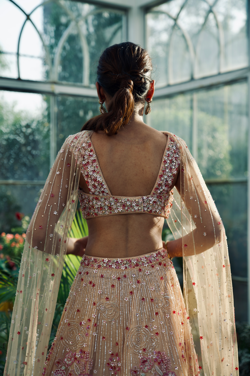 Anubhooti Beige Multicolor Embroidered Lehenga set