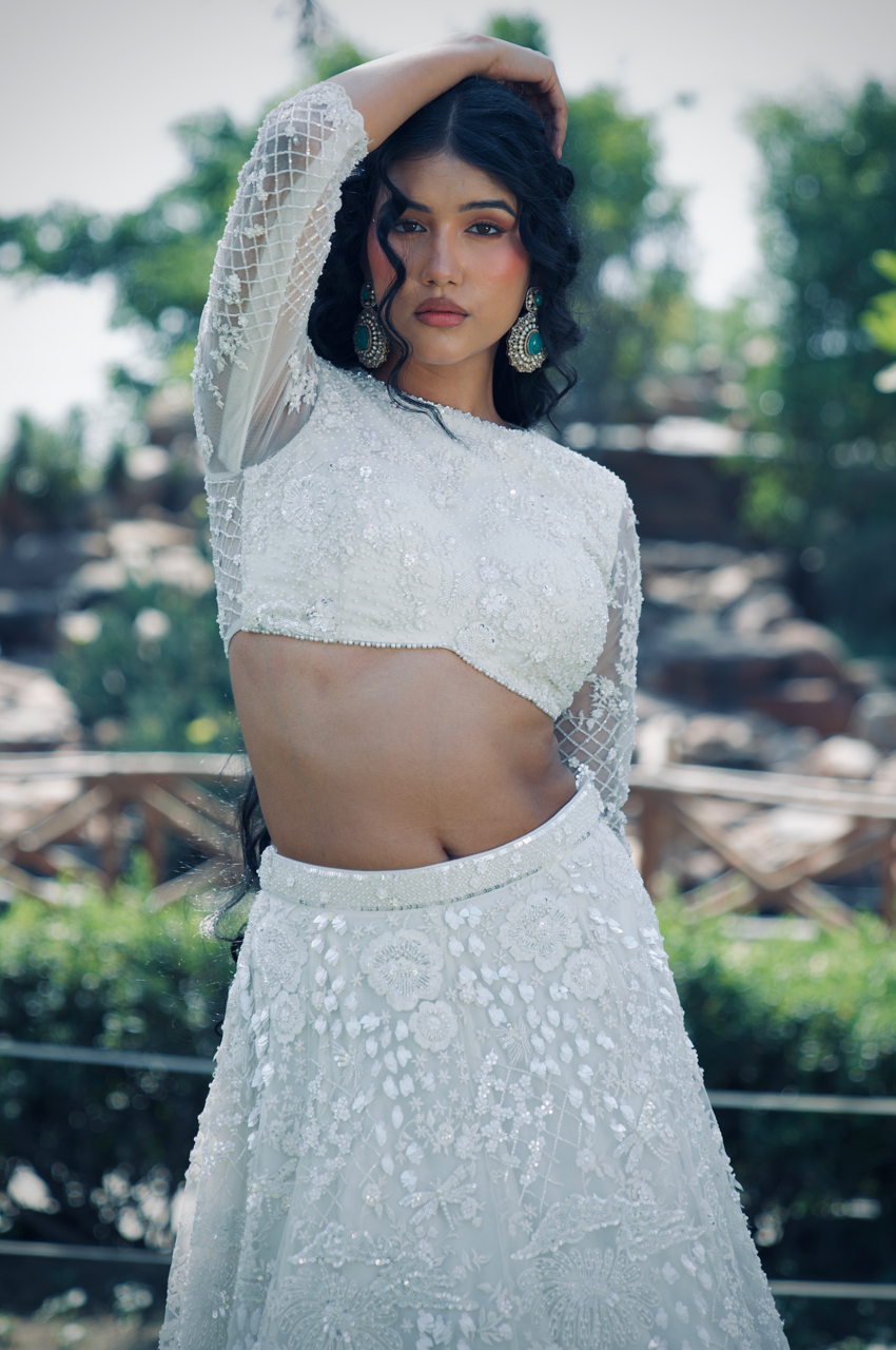 Shunyata White embroidered lehenga set