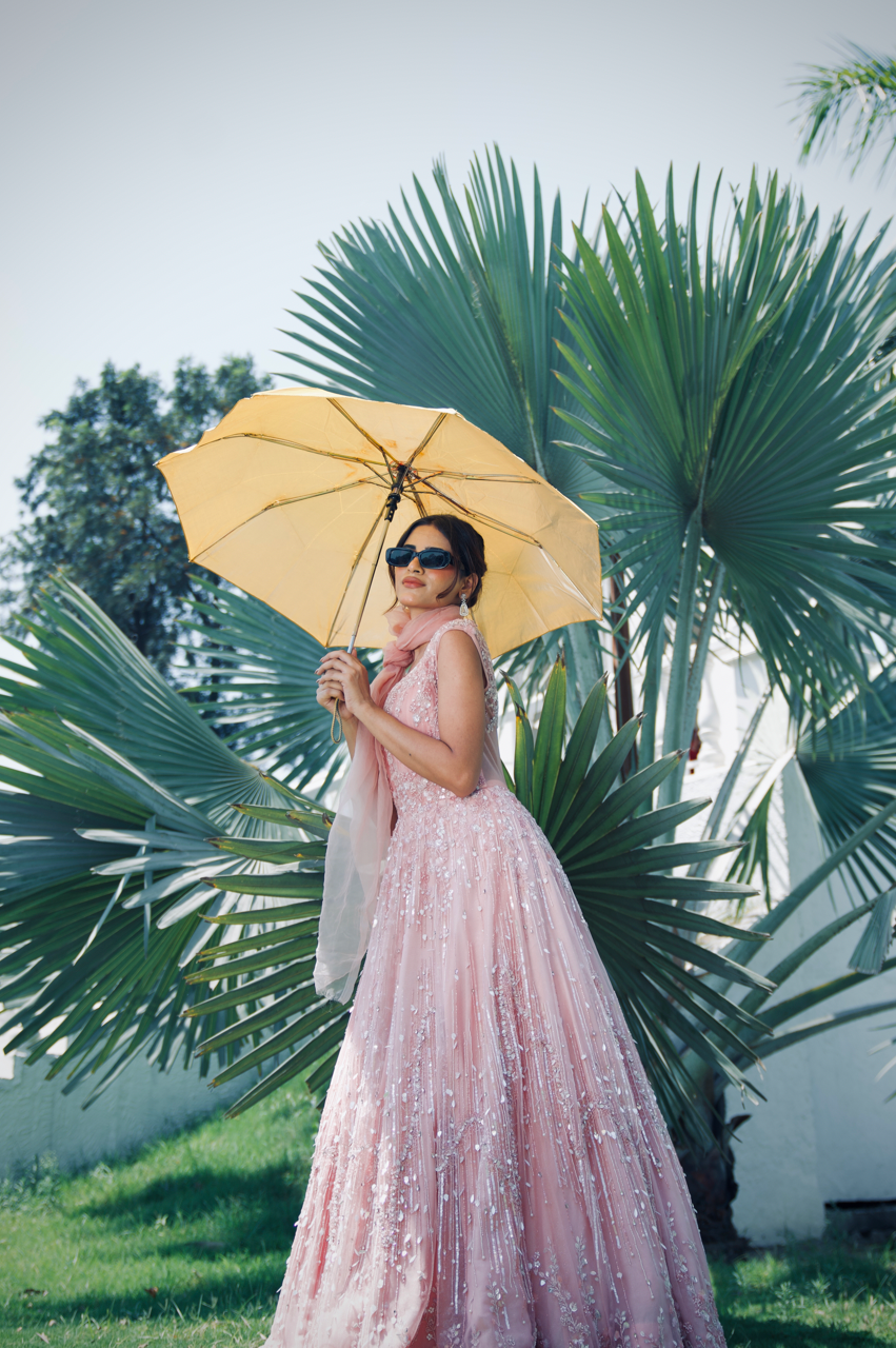 Aagman Light Pink Embroidered Gown