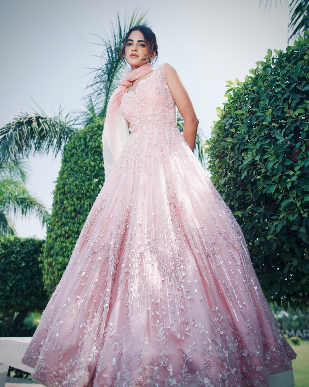 Aagman Light Pink Embroidered Gown