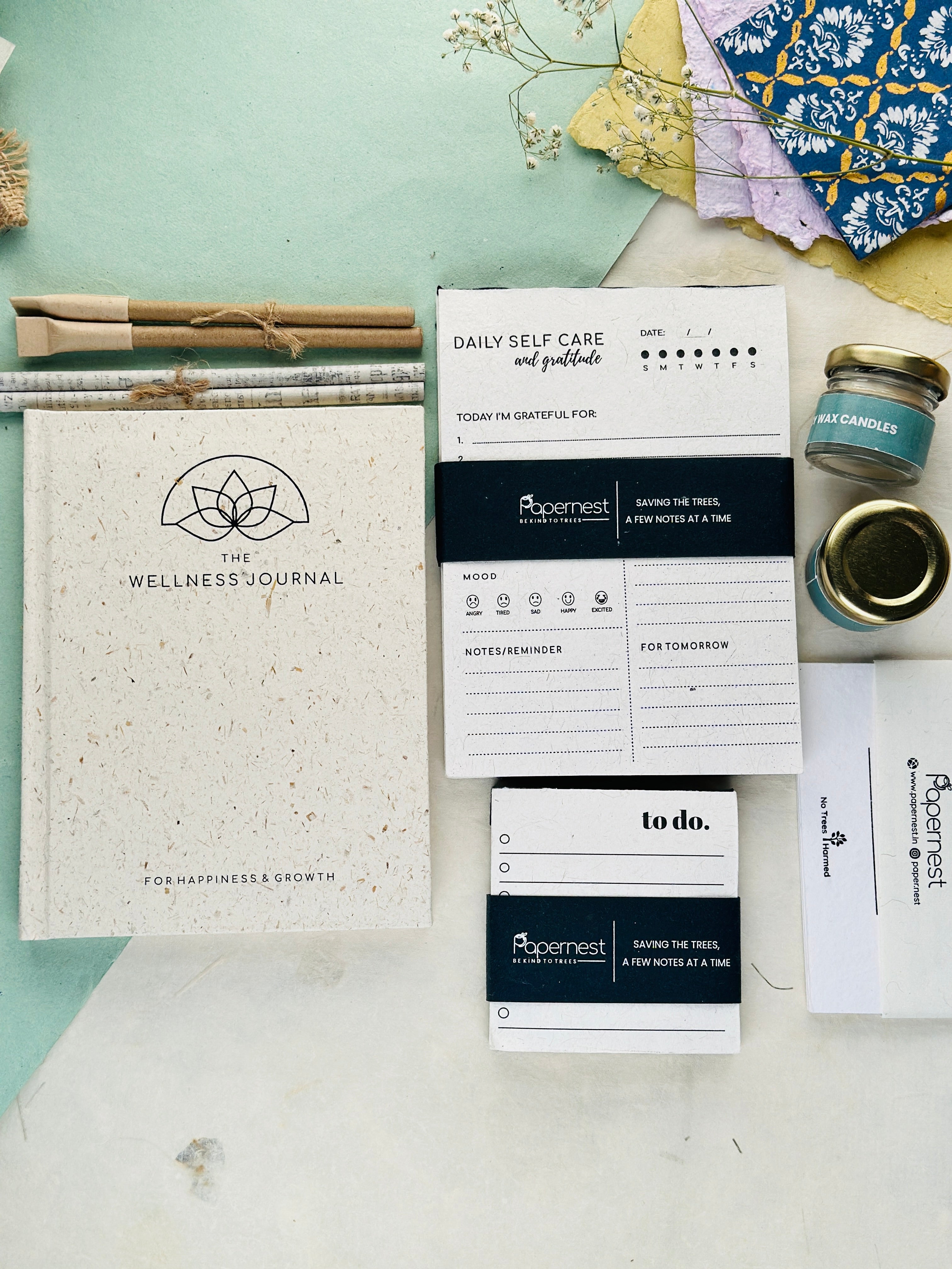 Handmade Paper Gift Hamper with "Wellness For You" Printed Diary