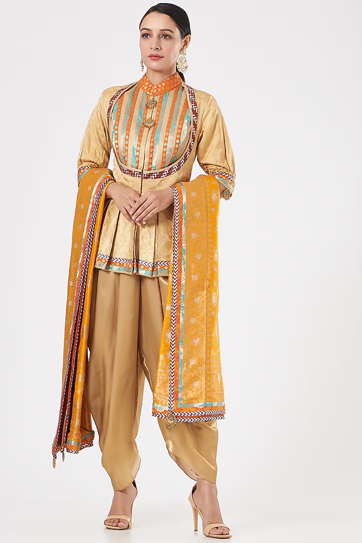Gold Lamme Dhoti Set