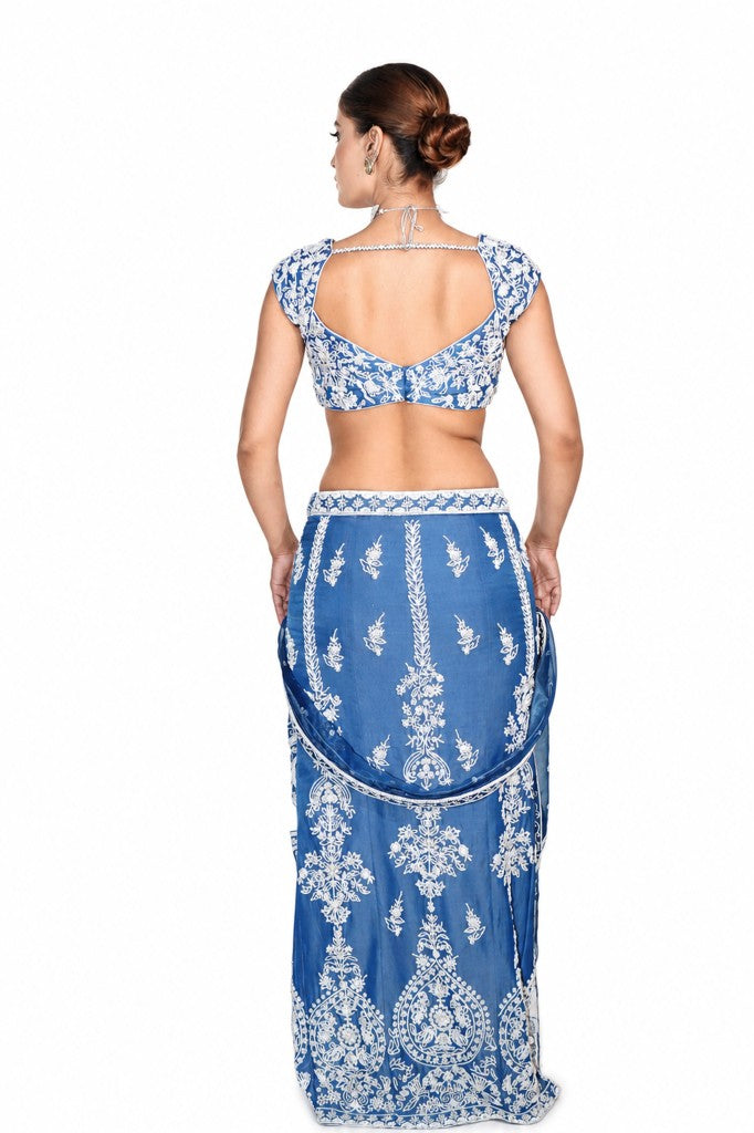 Soft Denim Skirt Blouse and Dupatta